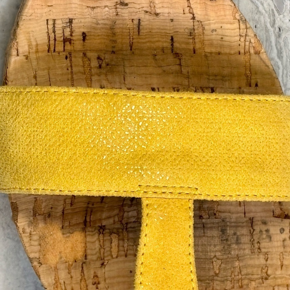 Alex Marie Issodore Lulu Zest Yellow Leather Wedge Heels Sandals 10M - Picture 9 of 11